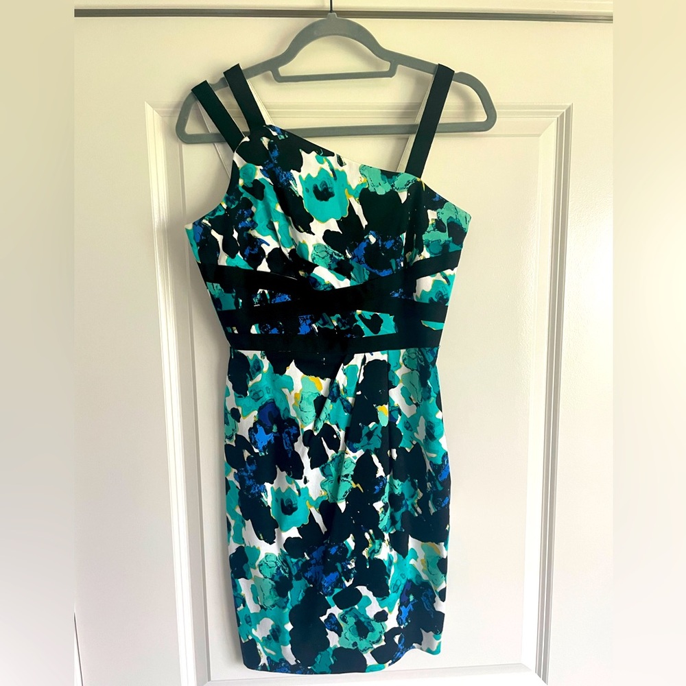 Jax Black label - Floral Sheath Blue/Green mini dress -  size 4
